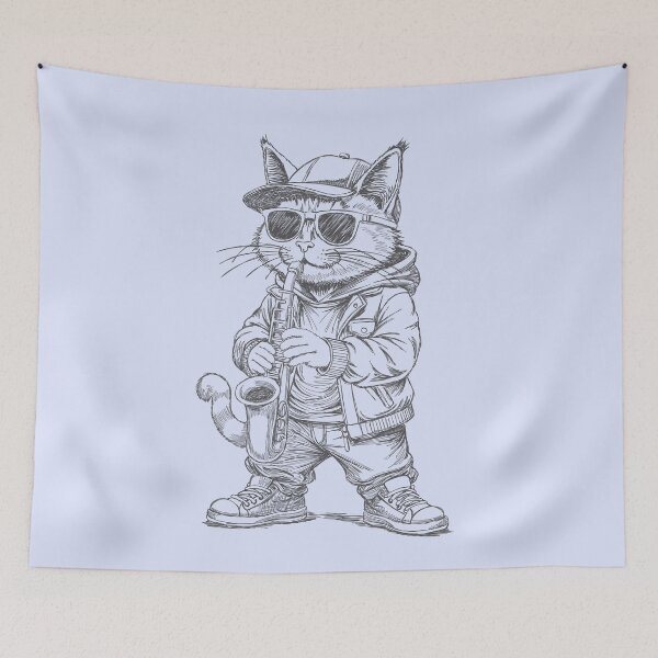 Item preview, Jazz Cat with Saxophone – Cool Animal Music Art designed and sold by Way-Of-Art.