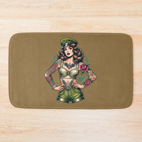 Item preview, Tattooed Retro Military Pin-Up Girl Rockabilly Artwork designed and sold by PinUpPizzazz.