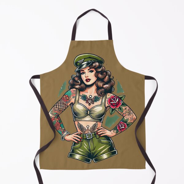 Item preview, Tattooed Retro Military Pin-Up Girl Rockabilly Artwork designed and sold by PinUpPizzazz.