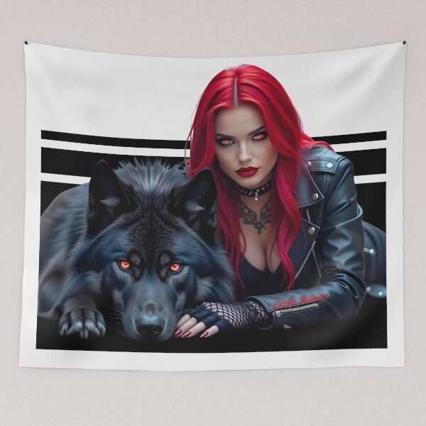 Item preview,  Red Hair Gothic Girl and Her Wolf designed and sold by GothicRubette.