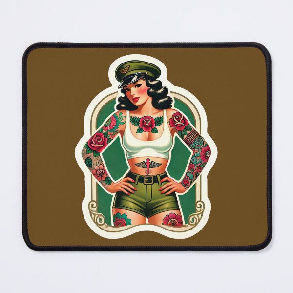 Item preview, Tattooed Vintage Military Pin-Up Girl Rockabilly Artwork designed and sold by PinUpPizzazz.