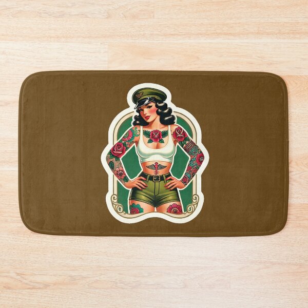Item preview, Tattooed Vintage Military Pin-Up Girl Rockabilly Artwork designed and sold by PinUpPizzazz.