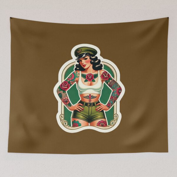 Item preview, Tattooed Vintage Military Pin-Up Girl Rockabilly Artwork designed and sold by PinUpPizzazz.