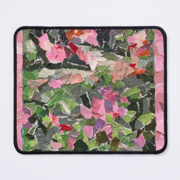Item preview, Flower garden of Torn paper collage with a pink border. designed and sold by Susanneand.
