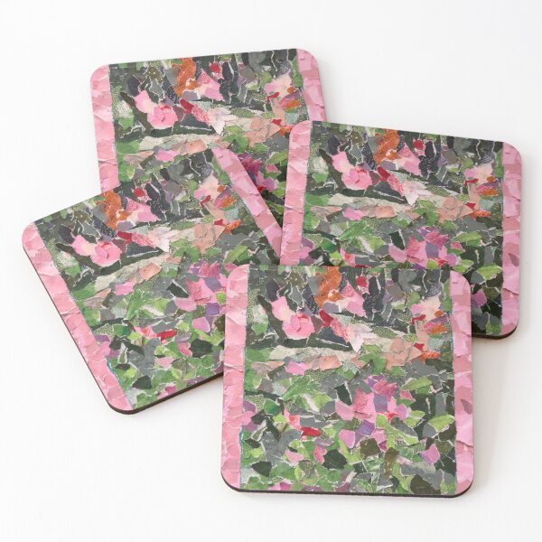 Item preview, Flower garden of Torn paper collage with a pink border. designed and sold by Susanneand.