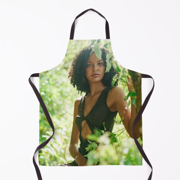 Item preview, Black Woman in Elegant Brown Dress in Tropical Forest – Sensual Nature Photography designed and sold by TedKentPhoto.