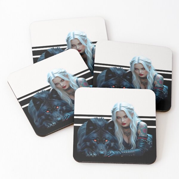 Item preview, White Hair Gothic Girl and Her Wolf designed and sold by GothicRubette.