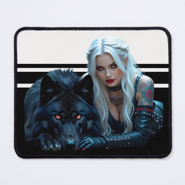 Item preview, White Hair Gothic Girl and Her Wolf designed and sold by GothicRubette.