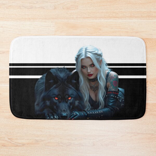 Item preview, White Hair Gothic Girl and Her Wolf designed and sold by GothicRubette.