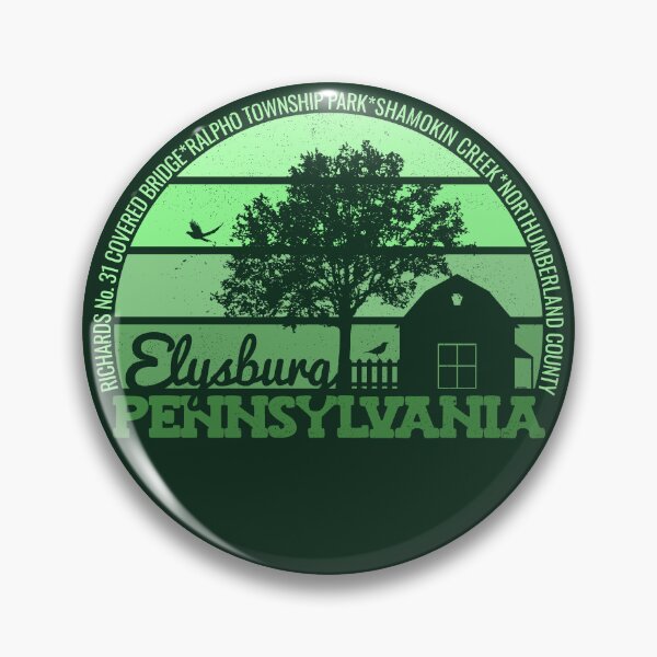 Aperçu de l'œuvre Logo rétro vintage de la fierté locale d'Elysburg, Pennsylvanie, coucher de soleil créée et vendue par CRHPOD20.