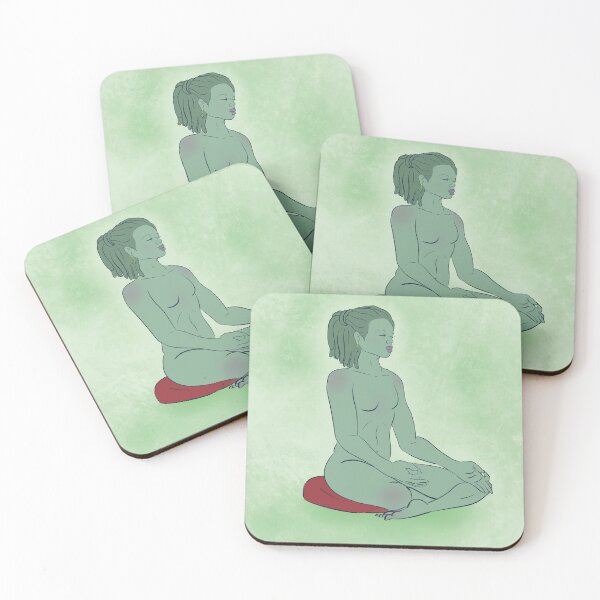Item preview, Green Serenity – Meditating Nude Figure on Soft Mint designed and sold by DBL-theartist.