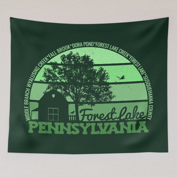 Aperçu de l'œuvre Logo rétro vintage de la fierté locale du coucher de soleil de Forest Lake en Pennsylvanie créée et vendue par CRHPOD20.