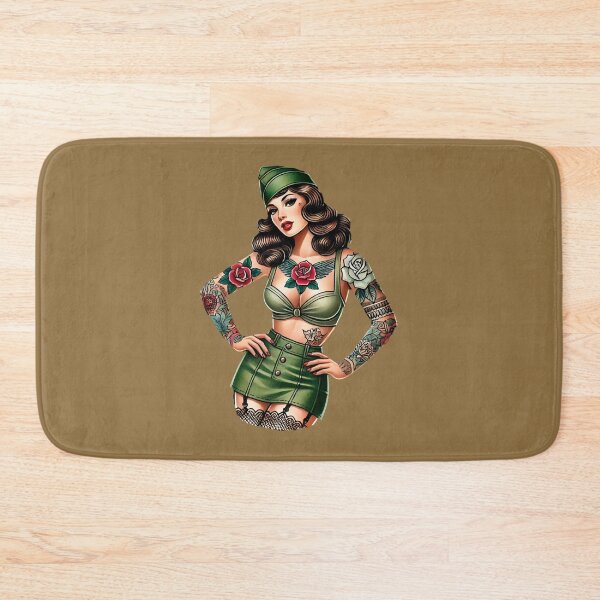 Item preview, Tattooed Retro Military Pin-Up Girl Rockabilly Artwork designed and sold by PinUpPizzazz.