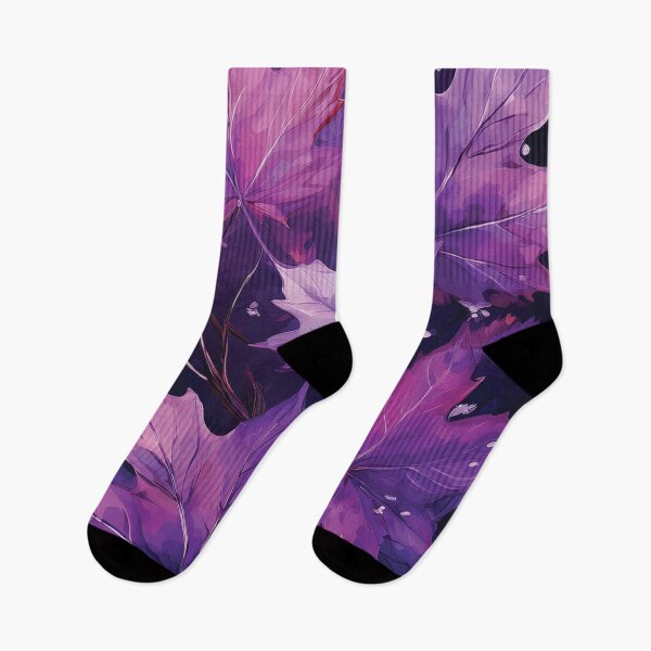 Item preview, PURPLE LAILAC Fall season minimalist maple leaves, VIOLET and black maple leaf watercolour painting, vintage autumn theme leaf designed and sold by navitalidesign.