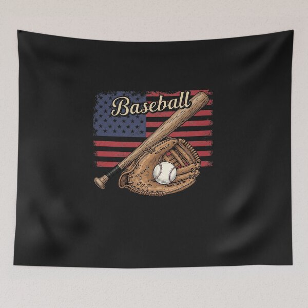 Item preview, American Flag Baseball Player Bat Fan Catcher Pitcher USA  designed and sold by diyoor.