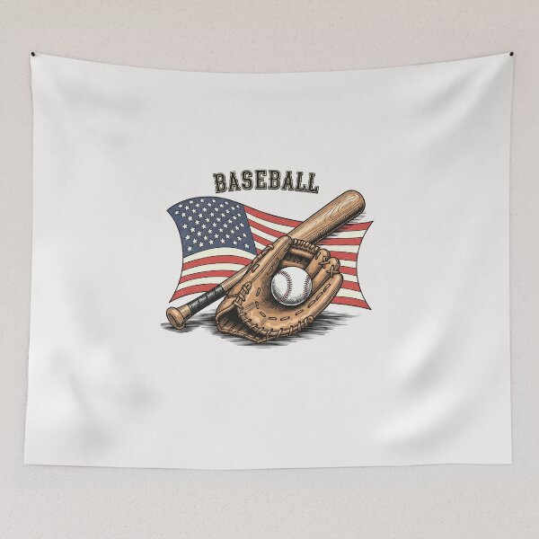 Item preview, American Flag Baseball Player Bat Fan Catcher Pitcher USA designed and sold by diyoor.