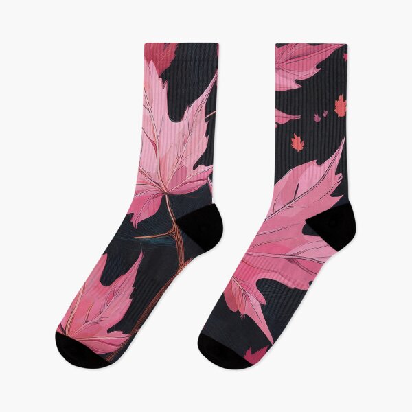 Item preview, Dusty Pink Fall season minimalist maple leaves, blush pink and black maple leaf watercolour painting, vintage autumn theme leaf, pastel pink  designed and sold by navitalidesign.