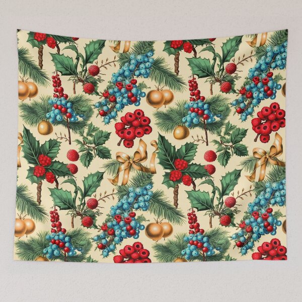 Item preview, Christmas Berries, Holiday Holly And Bows Vintage Pattern designed and sold by DEC02.
