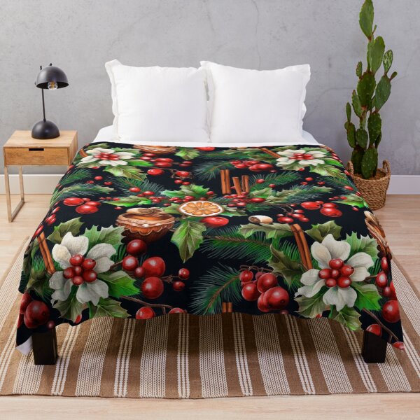 Item preview, Christmas Tree Branches, Poinsettias, And Cinnamon Sticks Pattern designed and sold by DEC02.