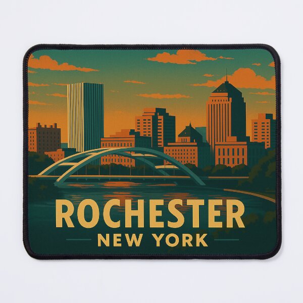 Item preview, Rochester New York Skyline – Sunset Cityscape Poster designed and sold by Mo & Ko Design.