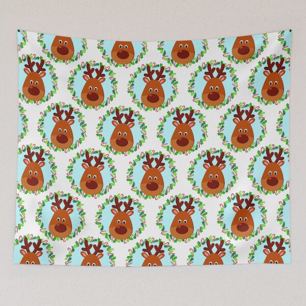 Item preview, Christmas Reindeer Pattern With Candy Canes And Holly designed and sold by DEC02.