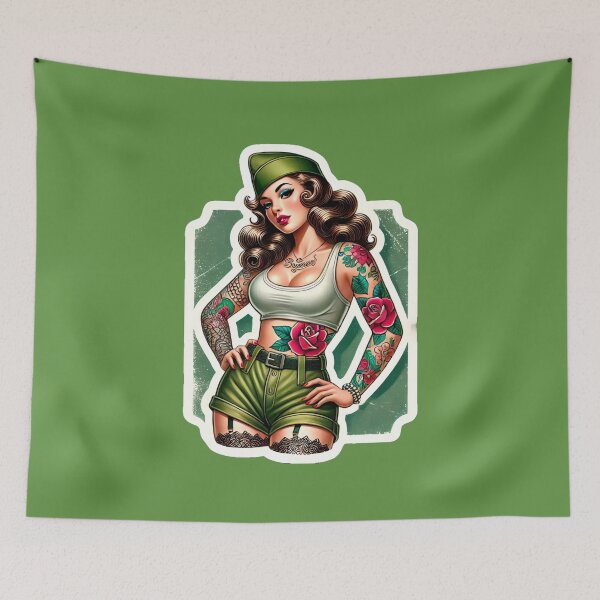 Item preview, Tattooed Vintage Military Pin-Up Girl Rockabilly Artwork designed and sold by PinUpPizzazz.