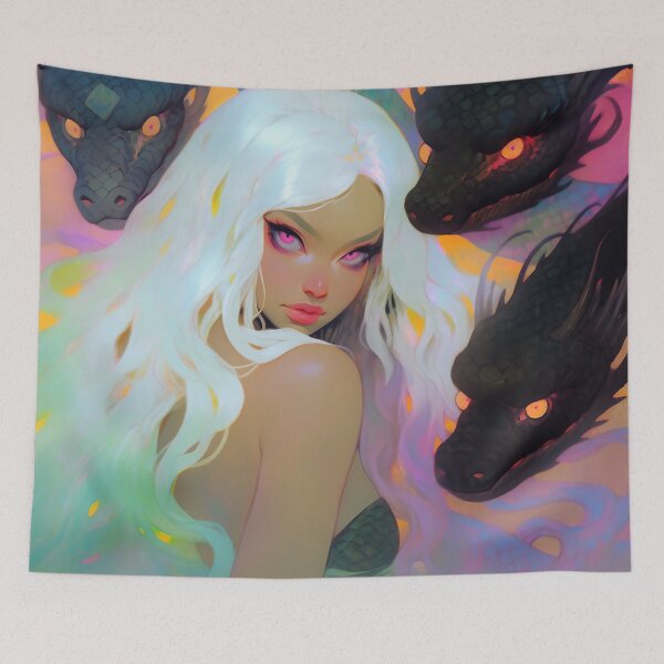 Item preview, Silver Haired Anime Dragon Enchantress designed and sold by bubblegoth.