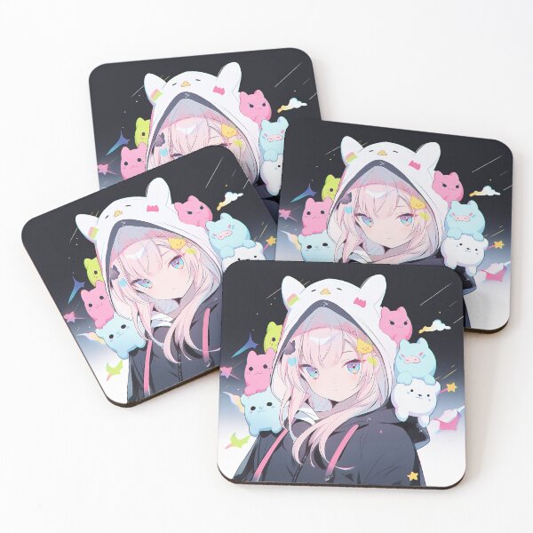 Item preview, Kawaii Anime Girl with Pastel Mascots designed and sold by bubblegoth.