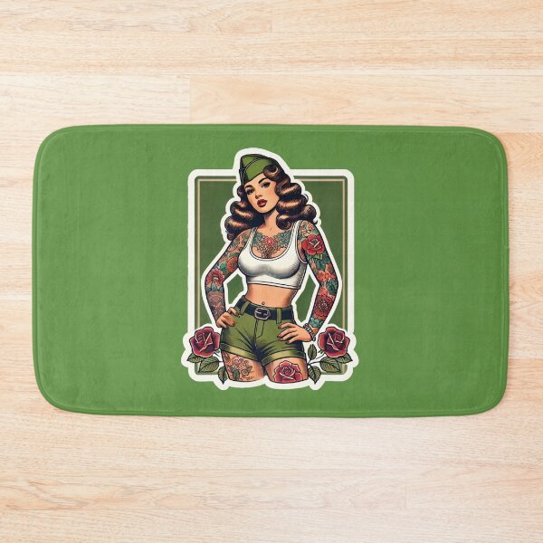 Item preview, Tattooed Retro Military Pin-Up Girl Rockabilly Artwork designed and sold by PinUpPizzazz.