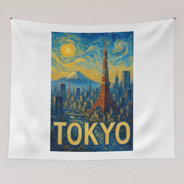 Item preview, Tokyo Tower and Mount Fuji over City Skyline designed and sold by Aryabek.