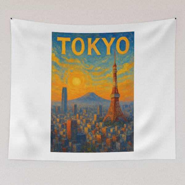 Item preview, Tokyo Skyline with Sunset and Mount Fuji designed and sold by Aryabek.