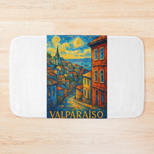 Item preview, Valparaíso Hillside View with Lutheran Church and Pacific Horizon designed and sold by Aryabek.