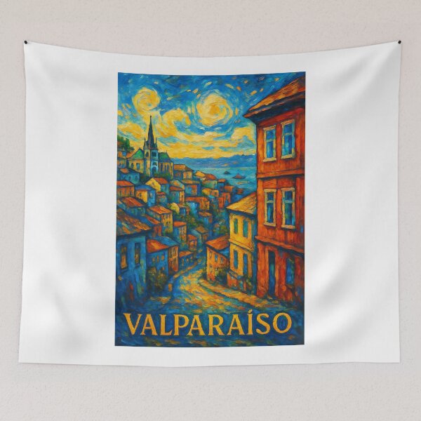 Item preview, Valparaíso Hillside View with Lutheran Church and Pacific Horizon designed and sold by Aryabek.