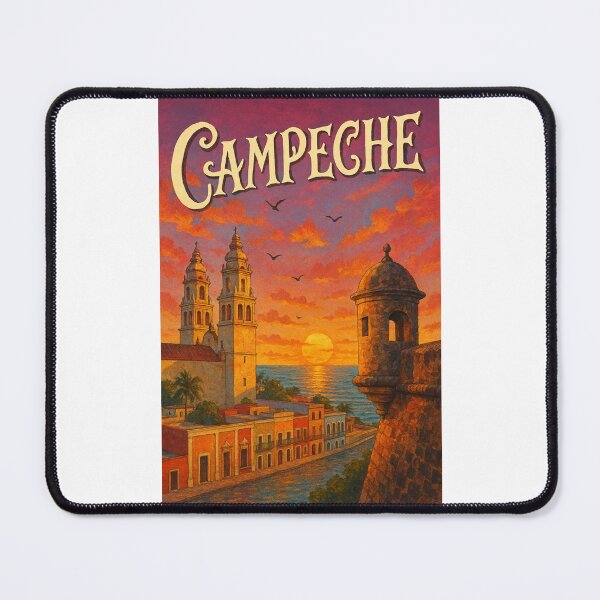 Item preview, Campeche Mexico Seaside Fort and Cathedral View designed and sold by Places On Earth.