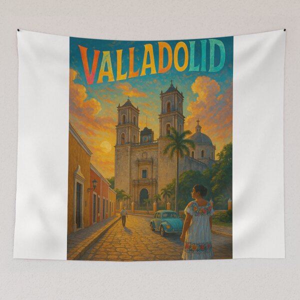 Item preview, Valladolid Yucatán Cathedral and Cobblestone Street designed and sold by Places On Earth.