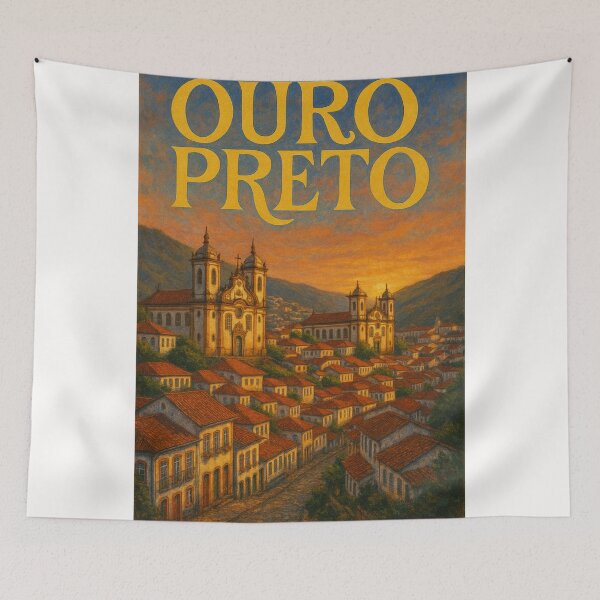 Item preview, Ouro Preto Brazil Sunset Over Colonial Churches designed and sold by Places On Earth.
