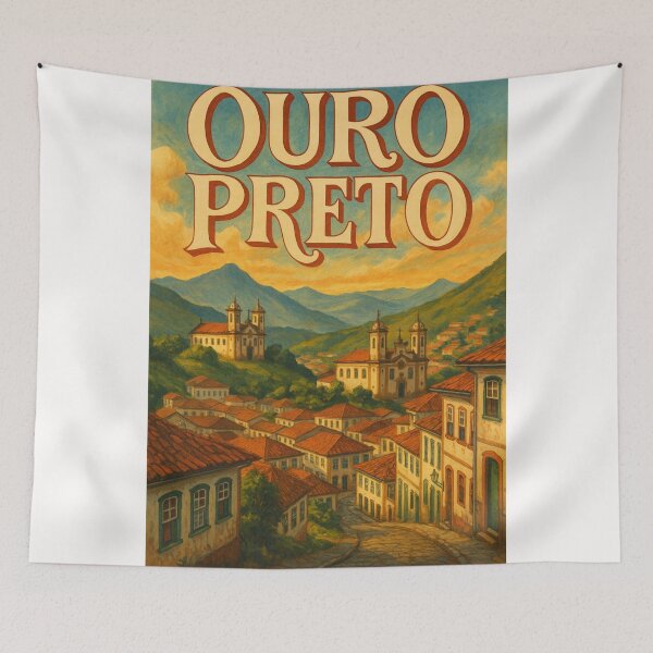 Item preview, Ouro Preto Brazil Colonial Town and Church View designed and sold by Places On Earth.