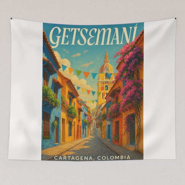 Item preview, Getsemaní Cartagena Colombia Colorful Colonial Street designed and sold by Places On Earth.