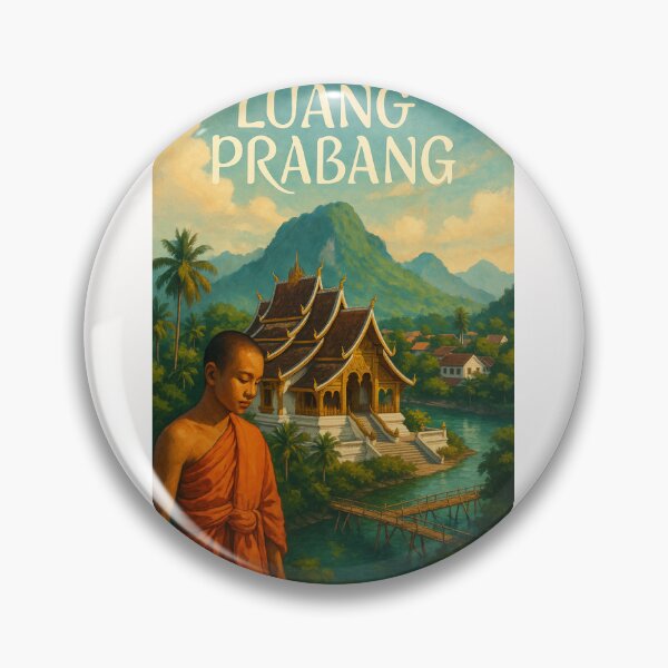 Item preview, Luang Prabang Laos Temple and Mountain View designed and sold by Places On Earth.