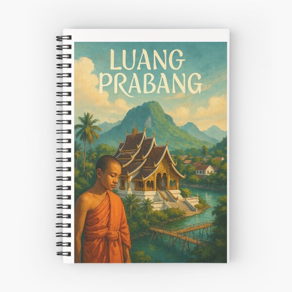 Item preview, Luang Prabang Laos Temple and Mountain View designed and sold by Places On Earth.
