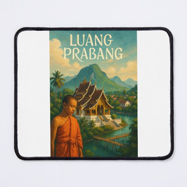Item preview, Luang Prabang Laos Temple and Mountain View designed and sold by Places On Earth.