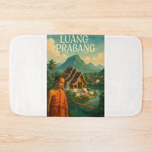 Item preview, Luang Prabang Laos Temple and Mountain View designed and sold by Places On Earth.