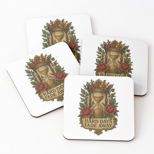 Item preview, Hard Days Fade Away Tattoo Style Hourglass and Rose Illustration designed and sold by inkoutninja.