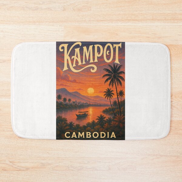 Item preview, Kampot Cambodia Sunset over Palm River designed and sold by Places On Earth.