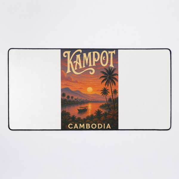Item preview, Kampot Cambodia Sunset over Palm River designed and sold by Places On Earth.