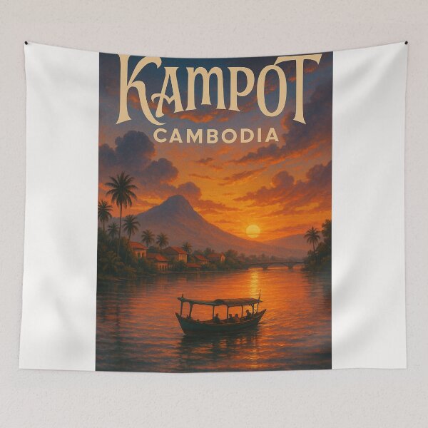 Item preview, Kampot Cambodia Riverside Town at Dusk designed and sold by Places On Earth.