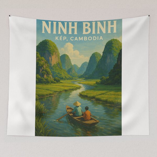 Item preview, Ninh Bình Vietnam Rowboat and Limestone Peaks designed and sold by Places On Earth.