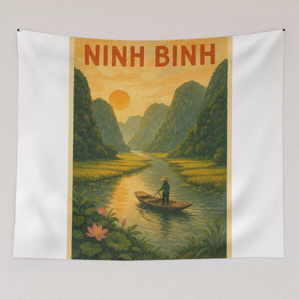Item preview, Ninh Bình Vietnam Lotus and Sunset View designed and sold by Places On Earth.