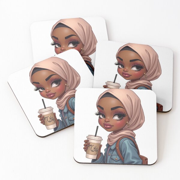 Item preview, Cute Hijabi Girl Sticker | Dark Skin Muslim Woman Portrait designed and sold by Lulunza.