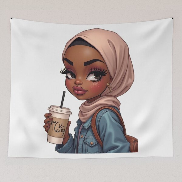 Item preview, Cute Hijabi Girl Sticker | Dark Skin Muslim Woman Portrait designed and sold by Lulunza.